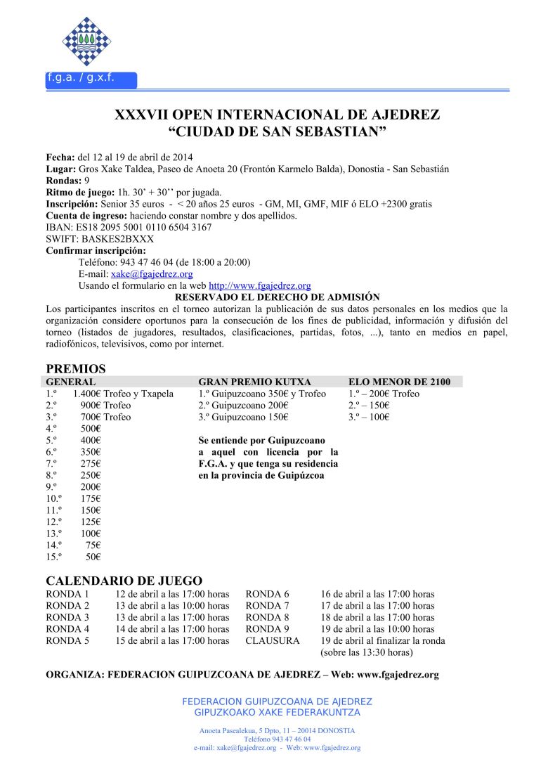 37. Open Ciudad de San Sebastián